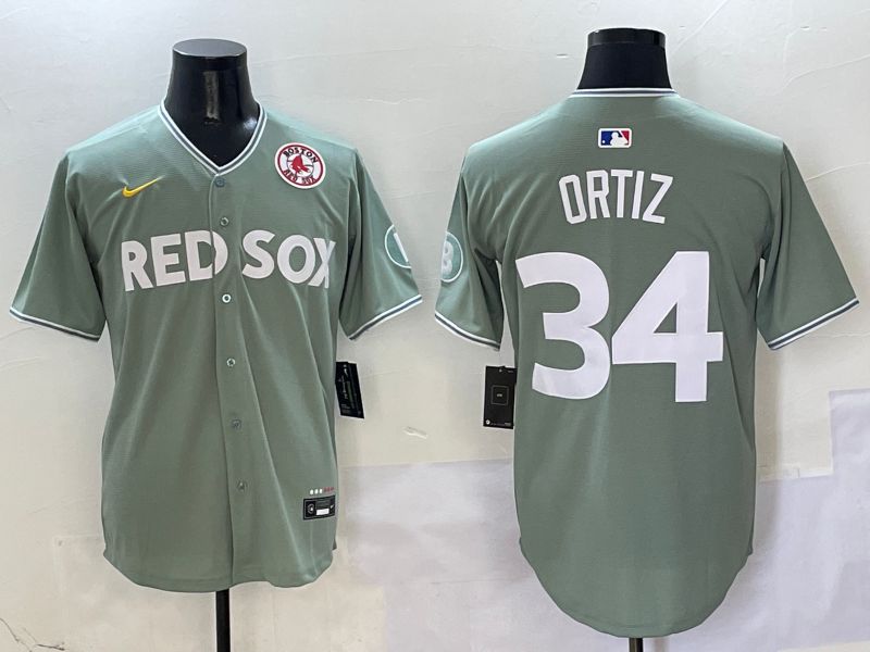 Men Boston Red Sox #34 Ortiz Green Joint Name Game Nike 2025 MLB Jersey style 7->boston red sox->MLB Jersey